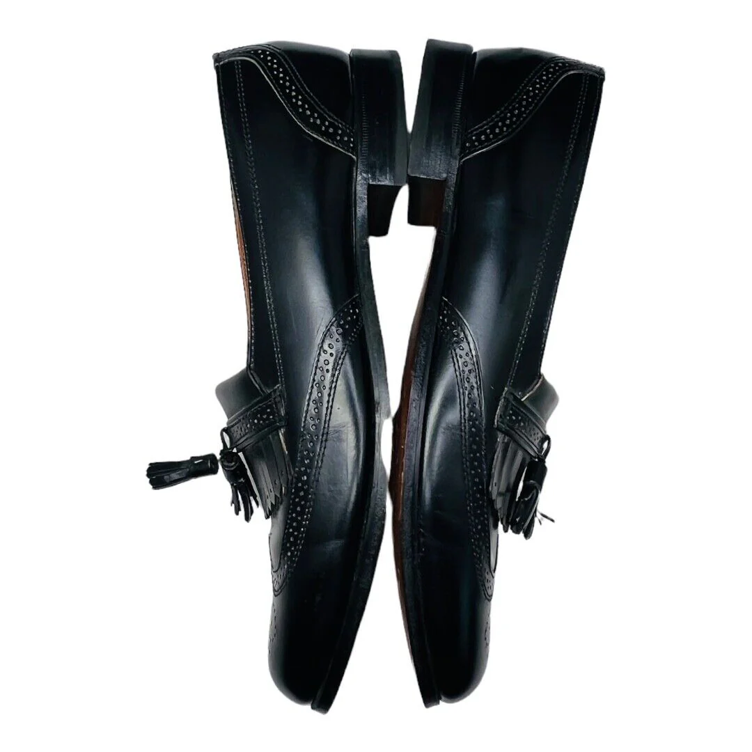 Black Leather Brogue Wingtip Kiltie Tassels Shoes Mens 10 N by Bostonian - Image 9