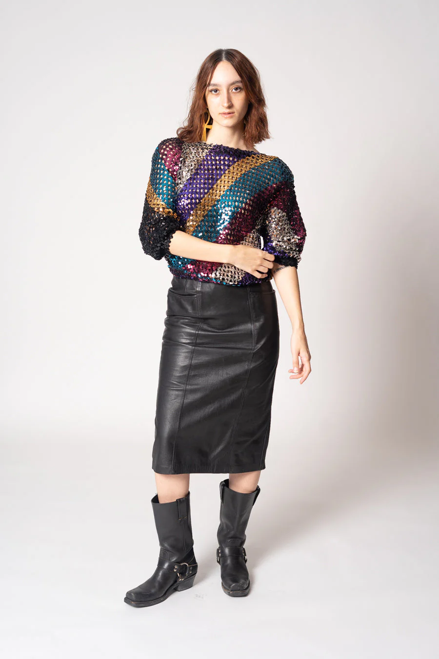 Black Leather Pencil Skirt by Vera Pelle - Image 4