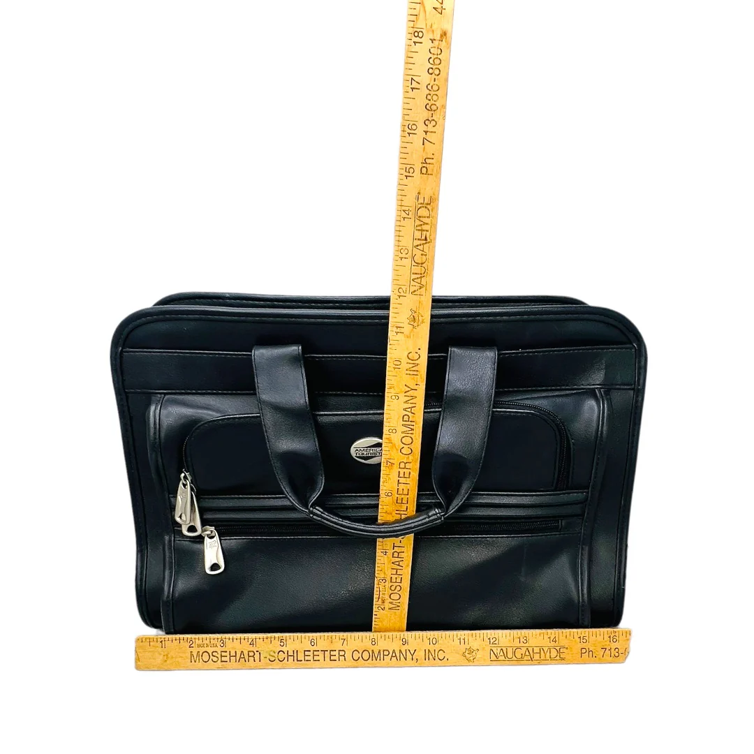 Black Leather Soft Side Travel Briefcase by American Tourister - Image 9