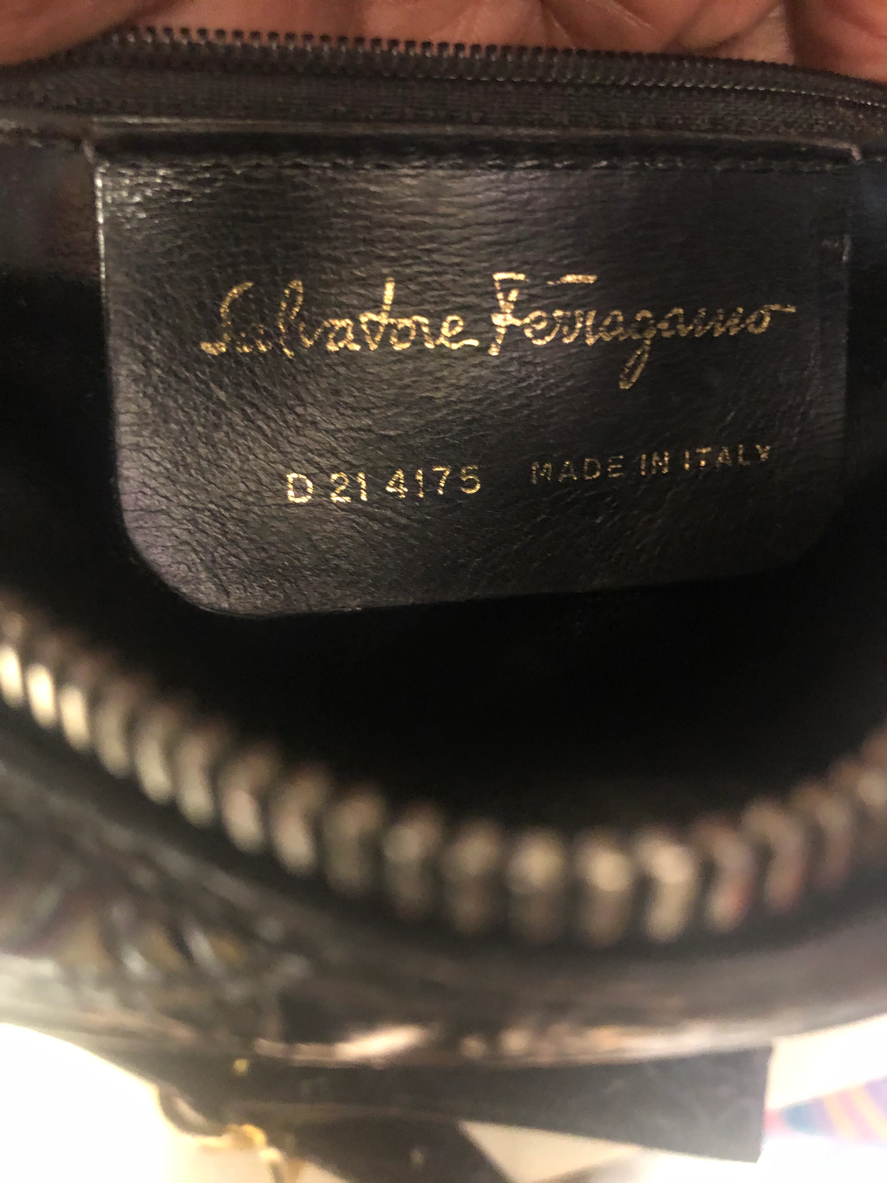 Black Patent Leather Faux Alligator Cross Body Bag By Ferragamo - Image 8