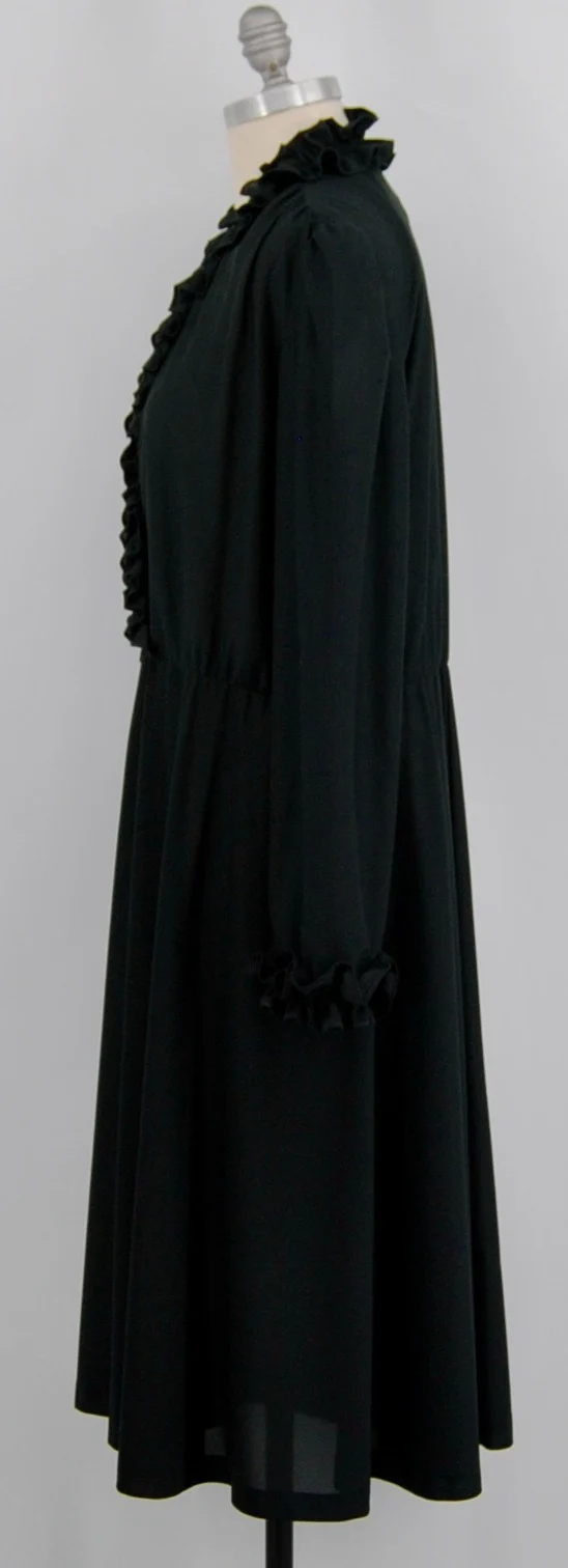 Black Polyester Long Sleeve A-line Dress By Lady Carol of New York - Image 3