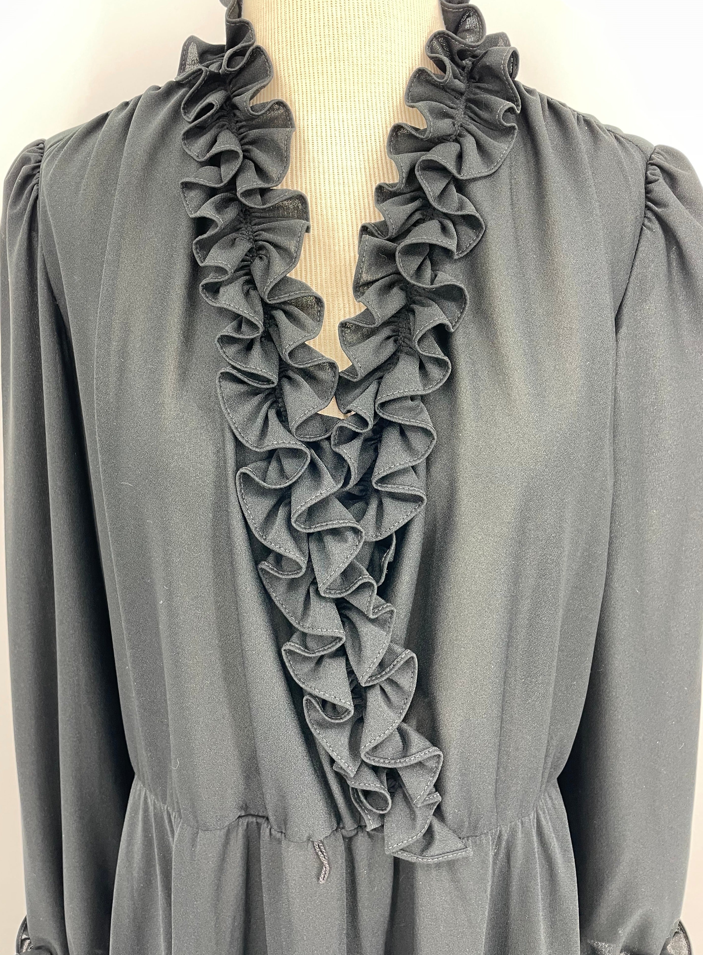 Black Polyester Long Sleeve A-line Dress By Lady Carol of New York - Image 4