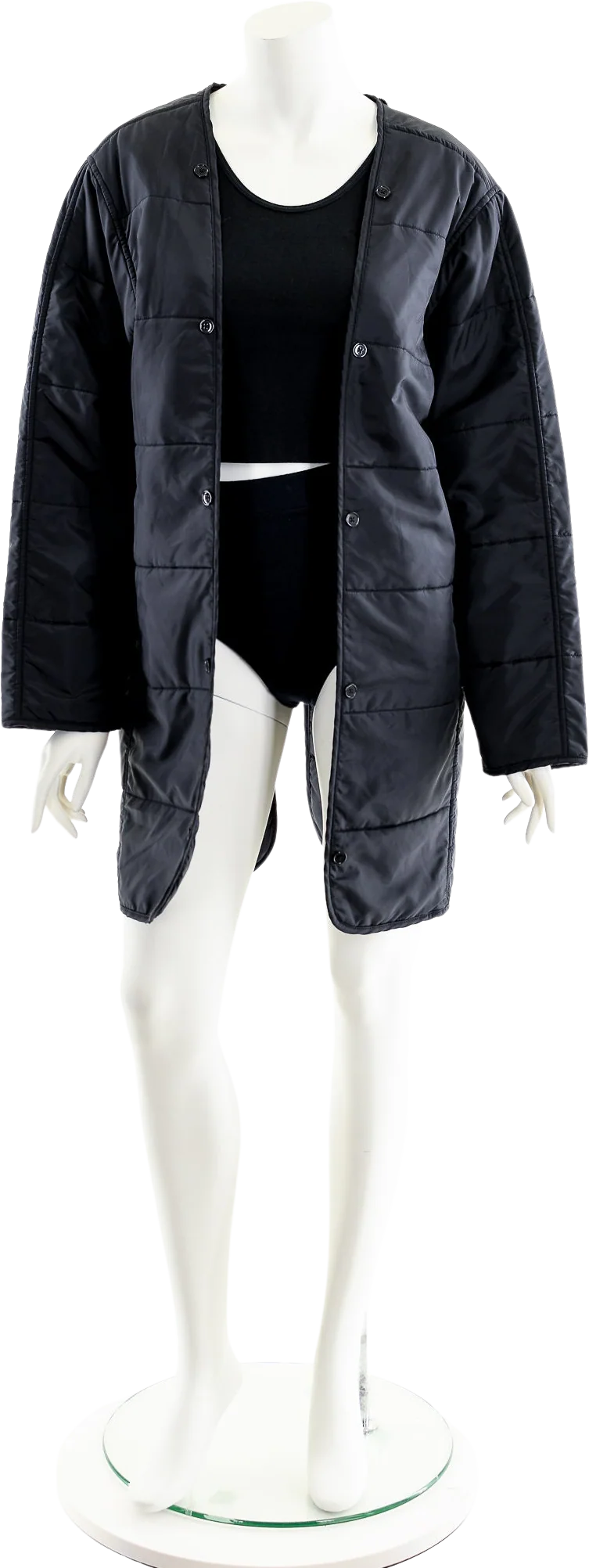 Black Quilted Motorcycle Liner Duster Jacket