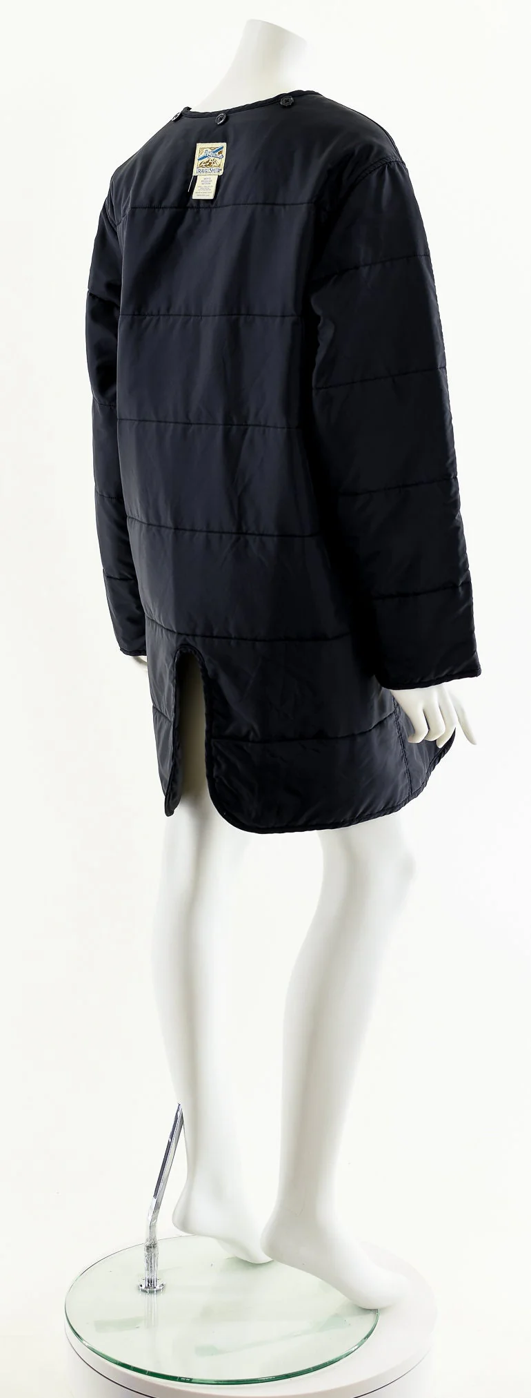 Black Quilted Motorcycle Liner Duster Jacket - Image 2