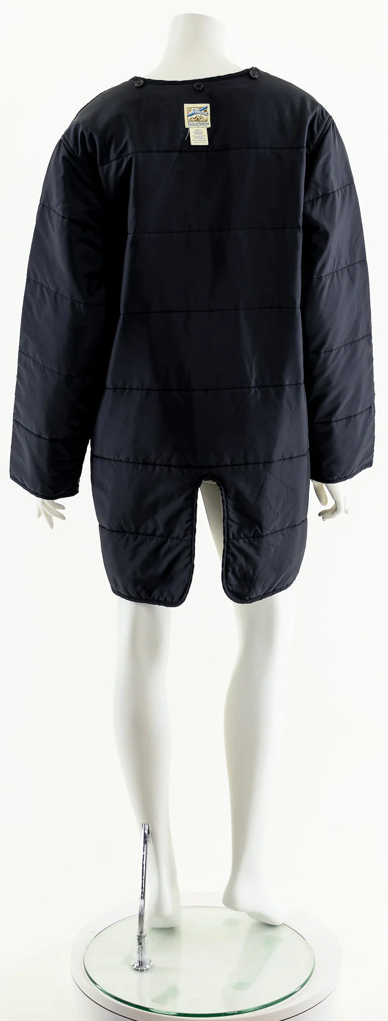 Black Quilted Motorcycle Liner Duster Jacket - Image 7