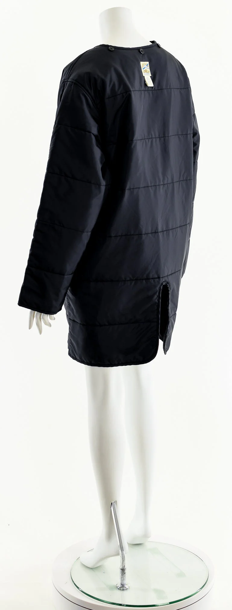 Black Quilted Motorcycle Liner Duster Jacket - Image 8