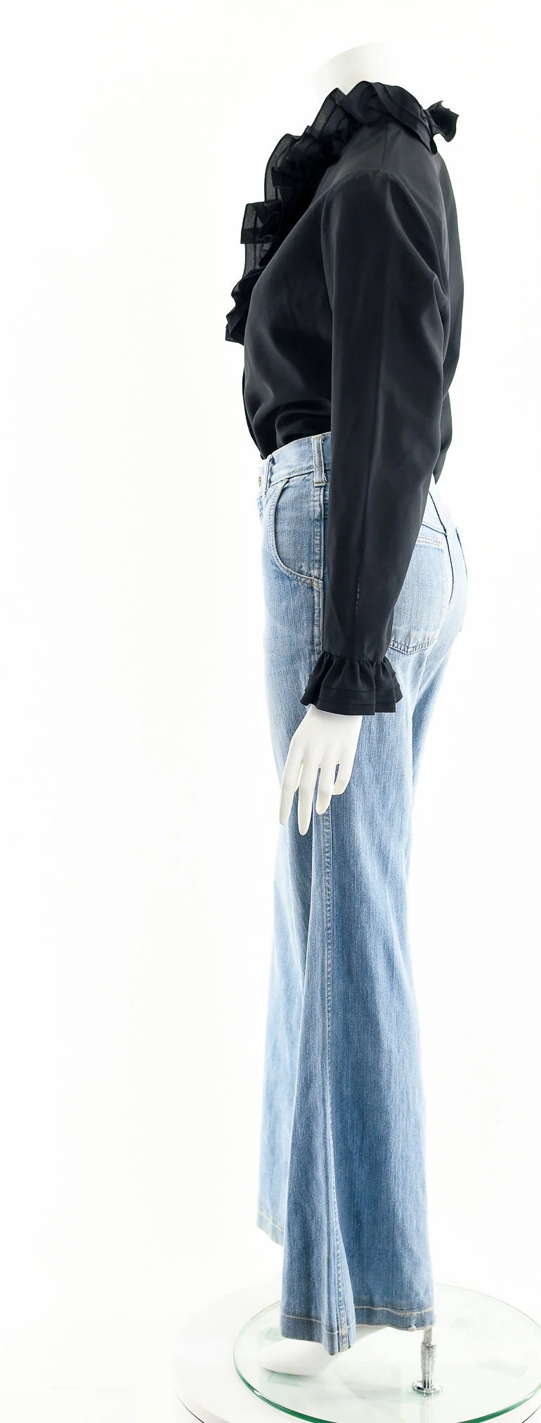 Black Ruffled Poet Blouse - Image 9