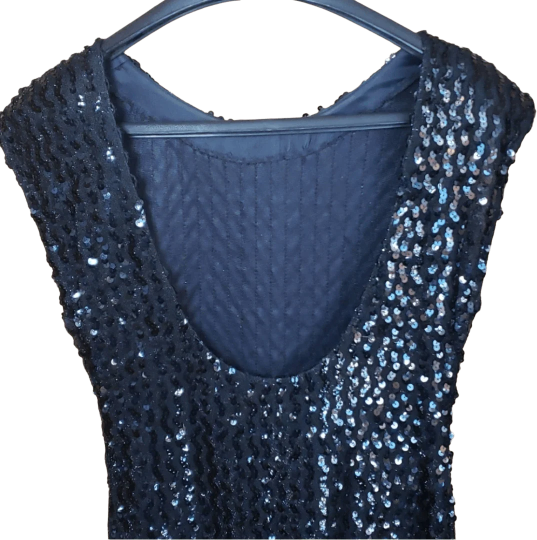 80's Black Sequin Dress by Glenrob - Image 2