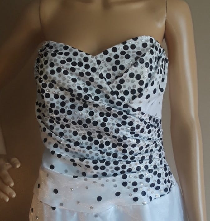 Black and Silver Polka Dot Glistening Formal Dress by Masquerade - Image 3
