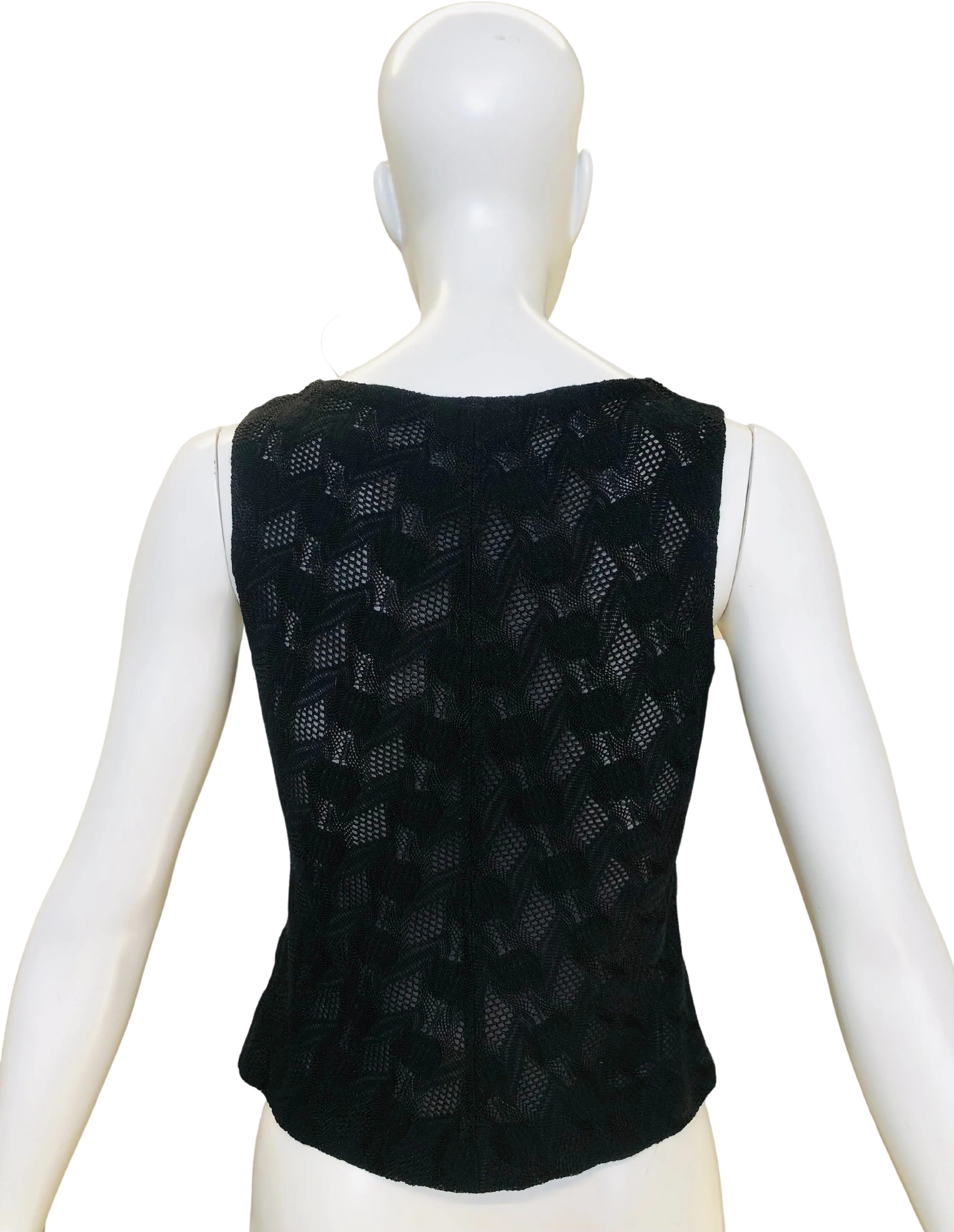 Black Stretch Lace Sleeveless Tank Top By Missoni - Image 2