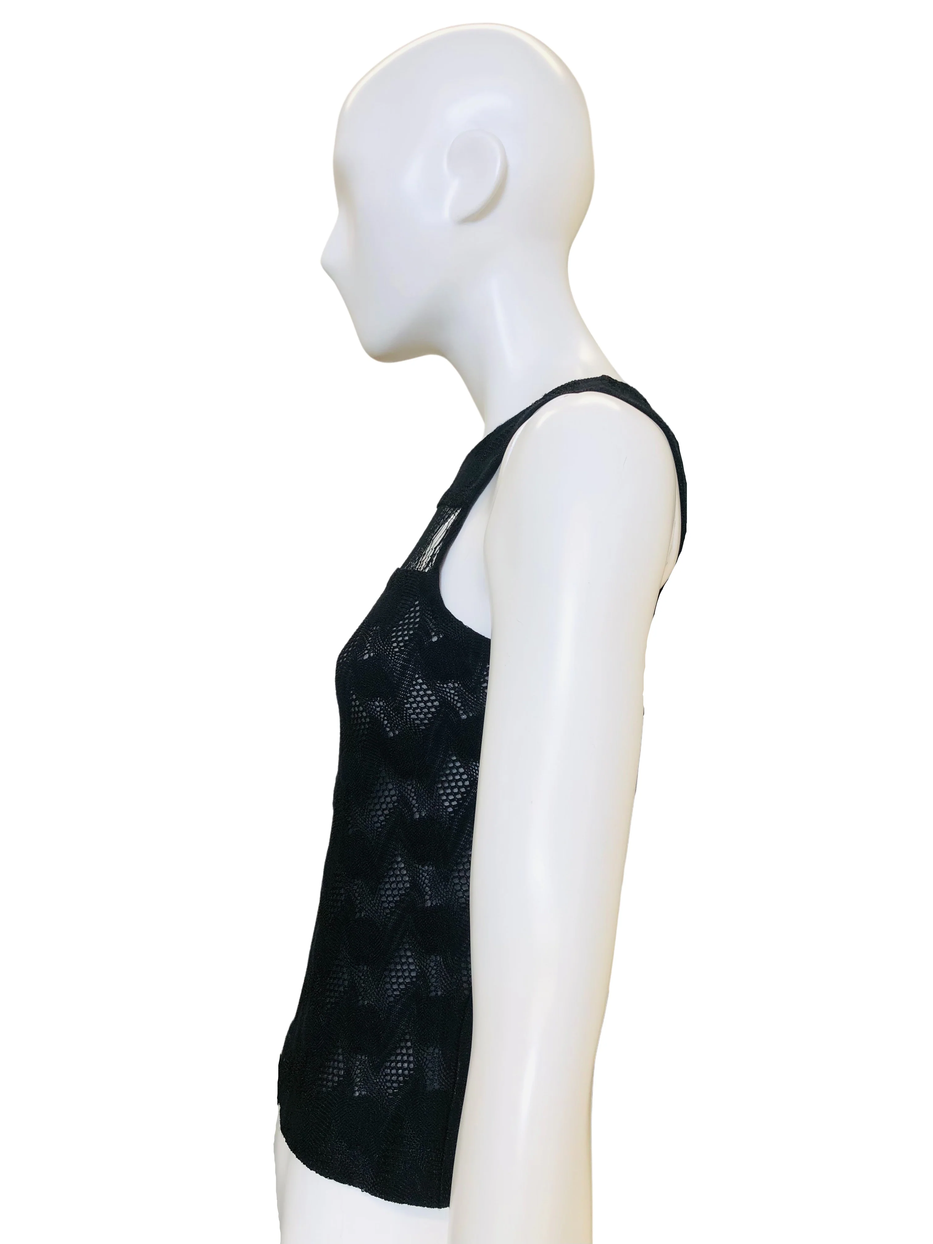 Black Stretch Lace Sleeveless Tank Top By Missoni - Image 4