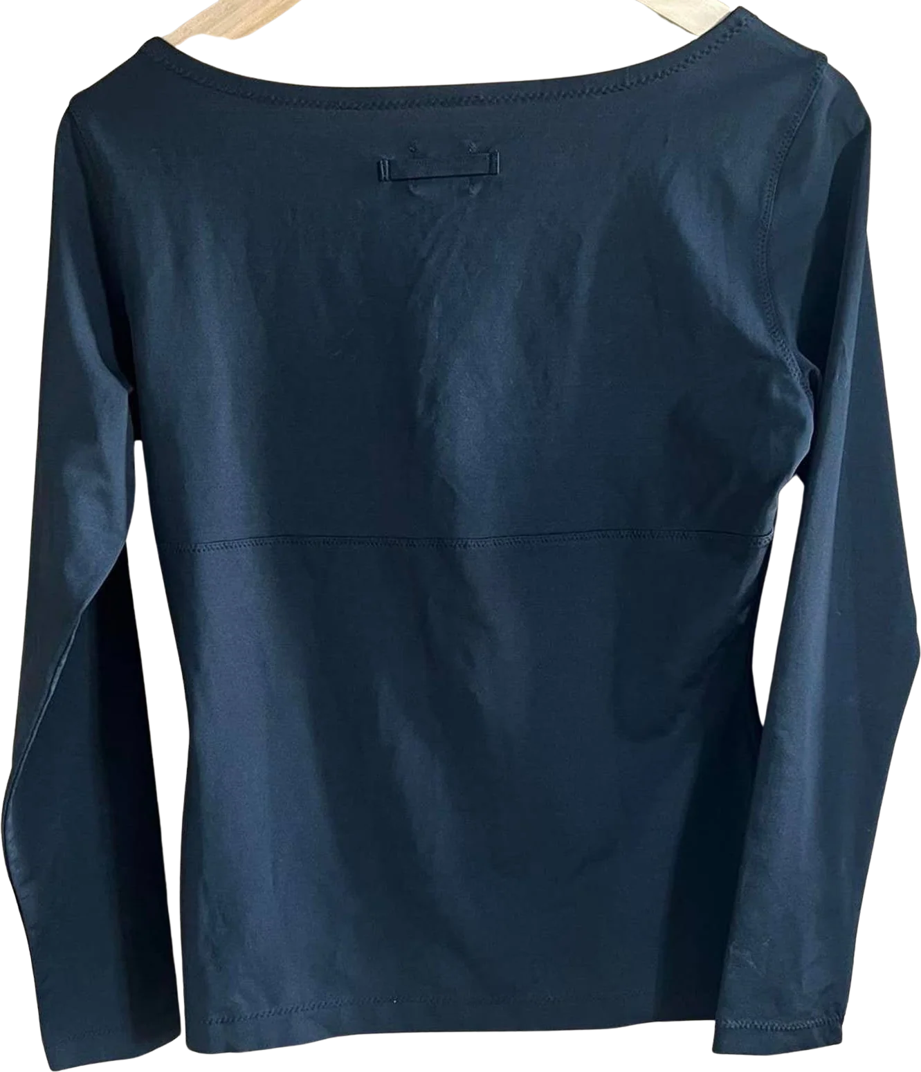 Black Thick Mesh Blue Bust Embroidery Illusion Long Sleeve Top by Jean Paul Gaultier - Image 2
