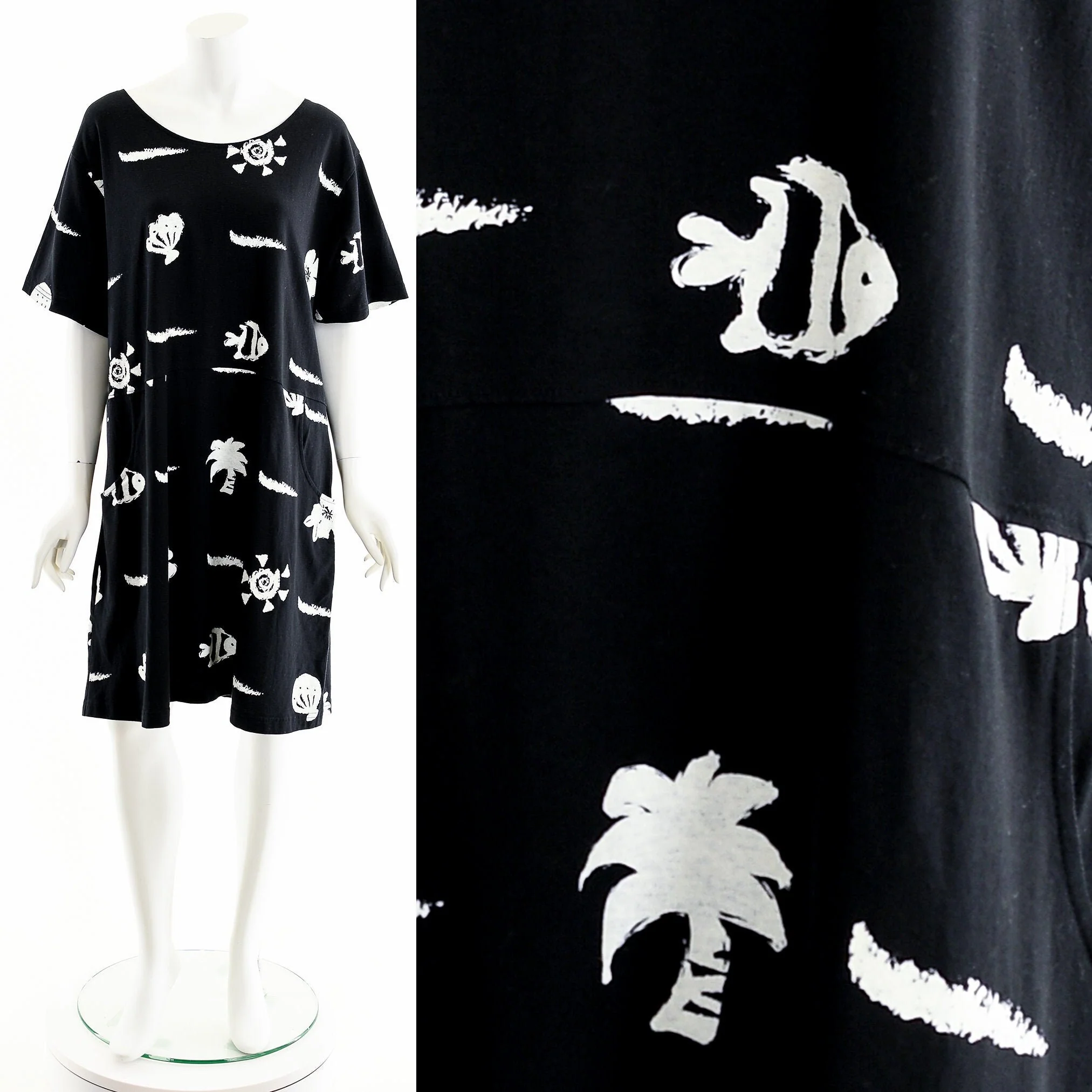 Black Tropical Fish Dress Beach Cover-Up by Red Ginger - Image 3