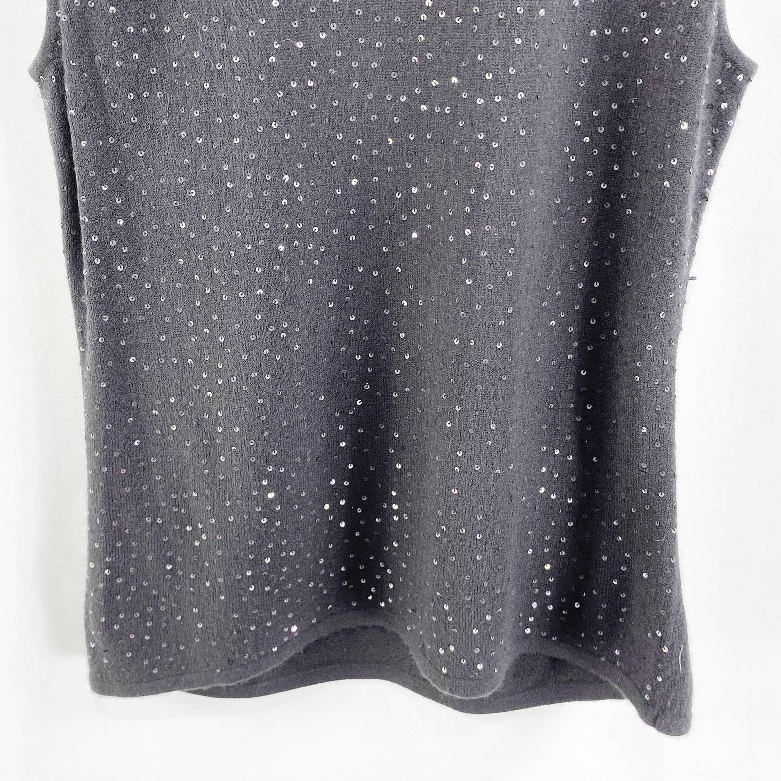 Black Vintage 90s Sequin Sleeveless Knit Tank Blouse - Image 4