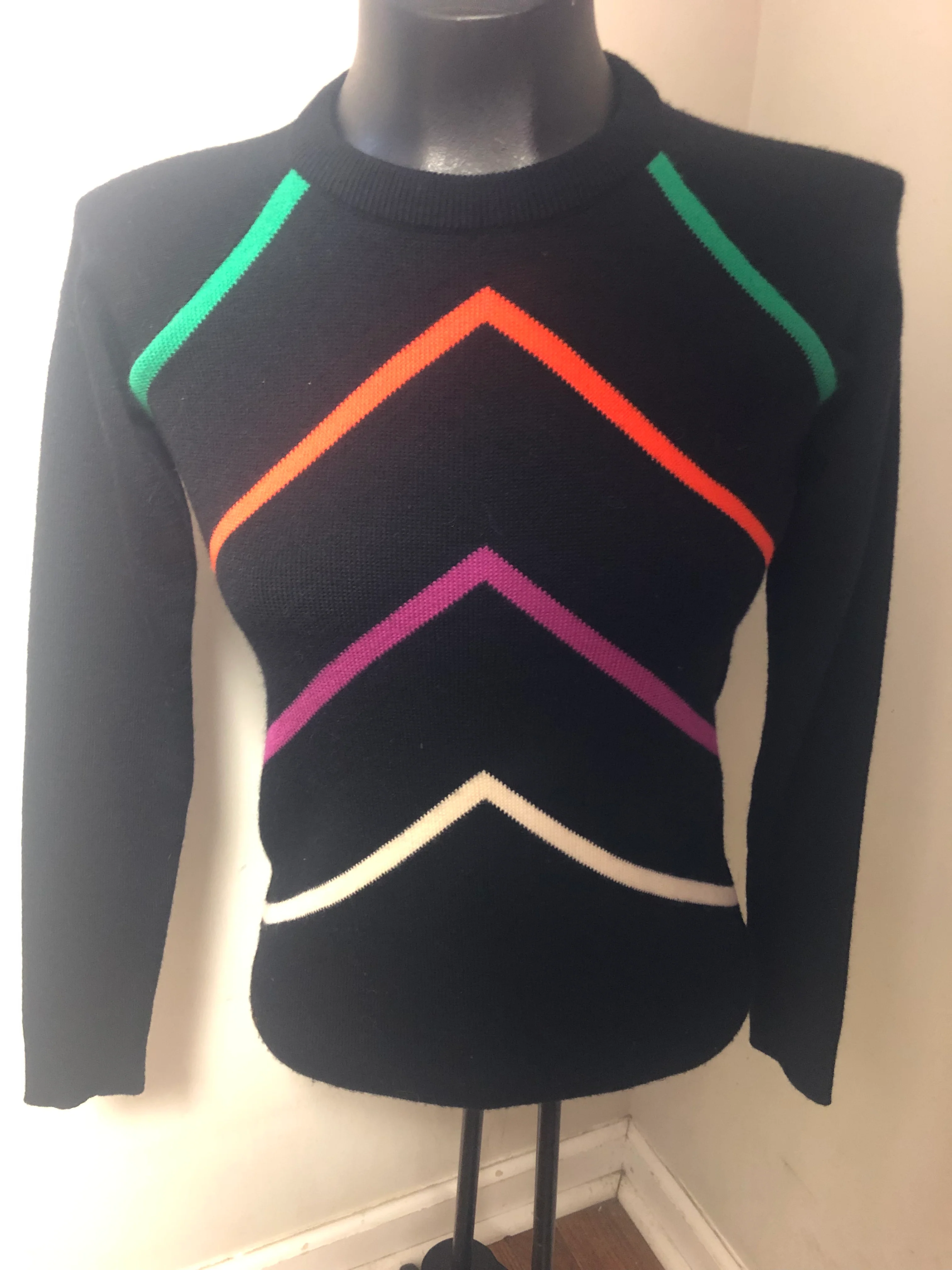 Black With Chevron Striped Colors. 100% Wool By Meister - Image 4