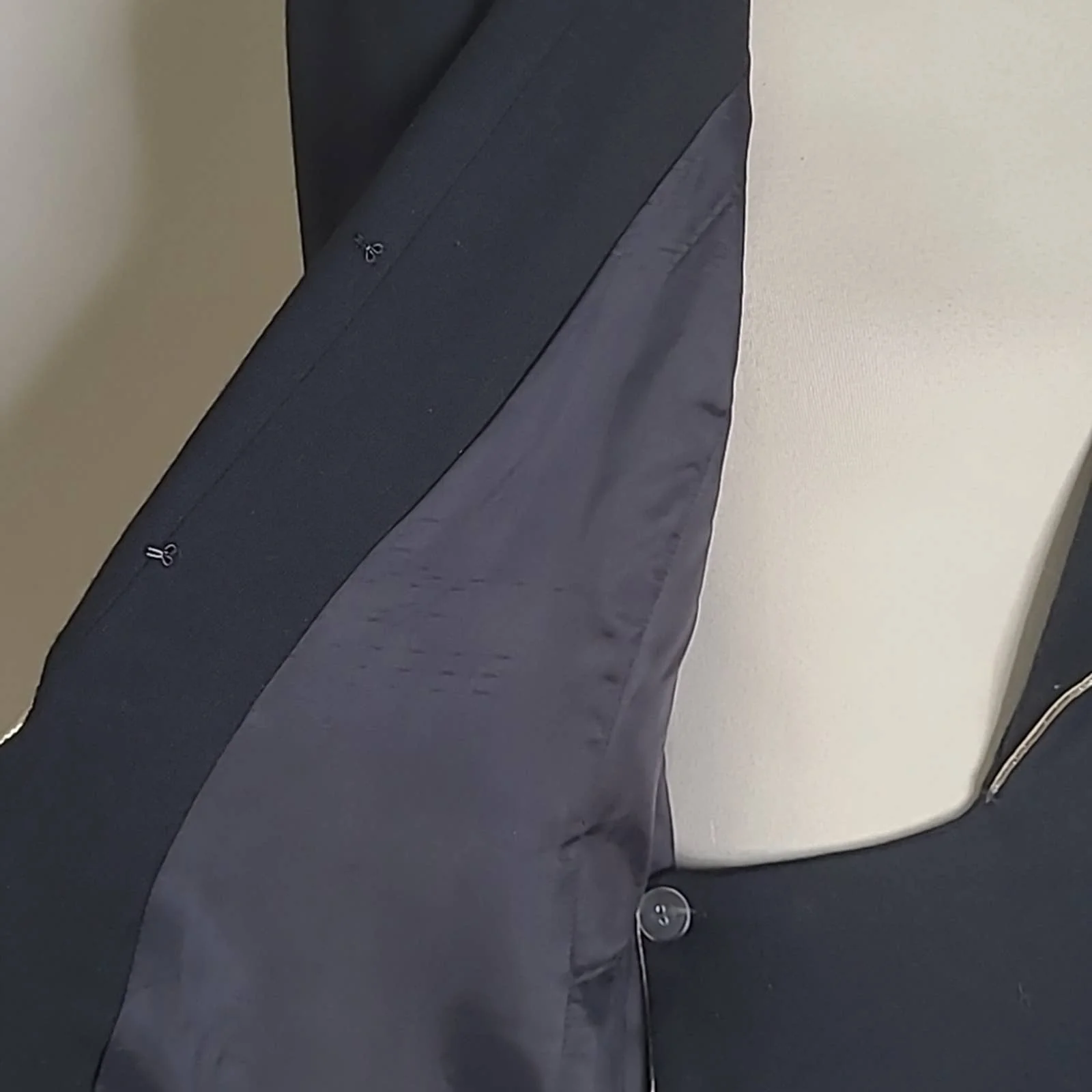 Black Wool Belted Wrap Dress with Gold Metallic Trim by Lillie Rubin by Lillie Rubin - Image 9