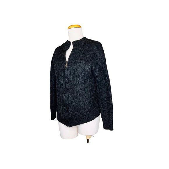Blake Baby Alpaca Womens Zip Up Cardigan Made In Peru Gray Chunky Knit Sz Med by Blake - Image 3