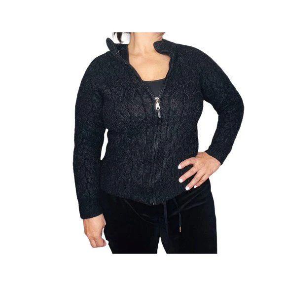 Blake Baby Alpaca Womens Zip Up Cardigan Made In Peru Gray Chunky Knit Sz Med by Blake - Image 7