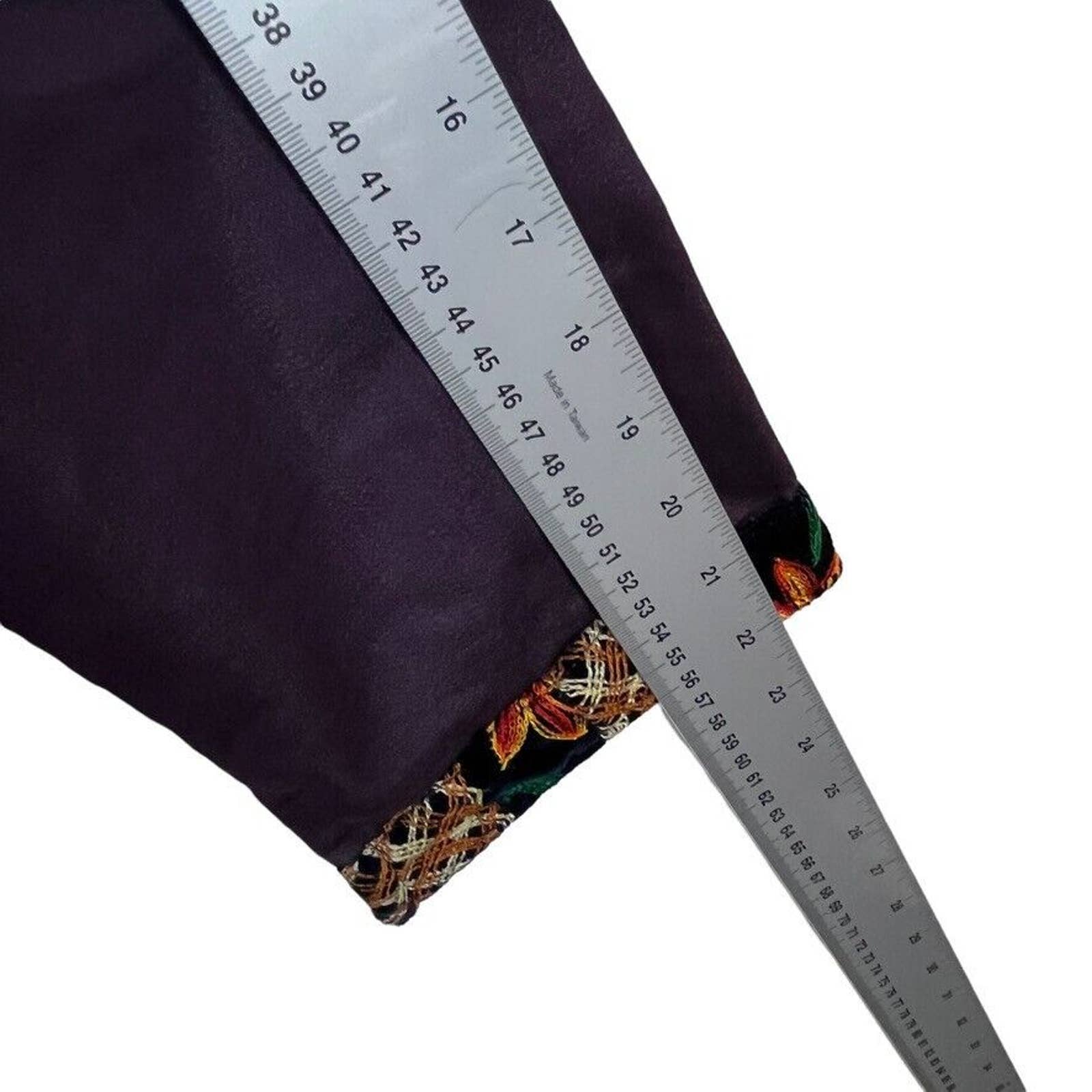 Blazer Jacket Handmade Embroidered Tie Front Women Purple Orange Size Medium - Image 3