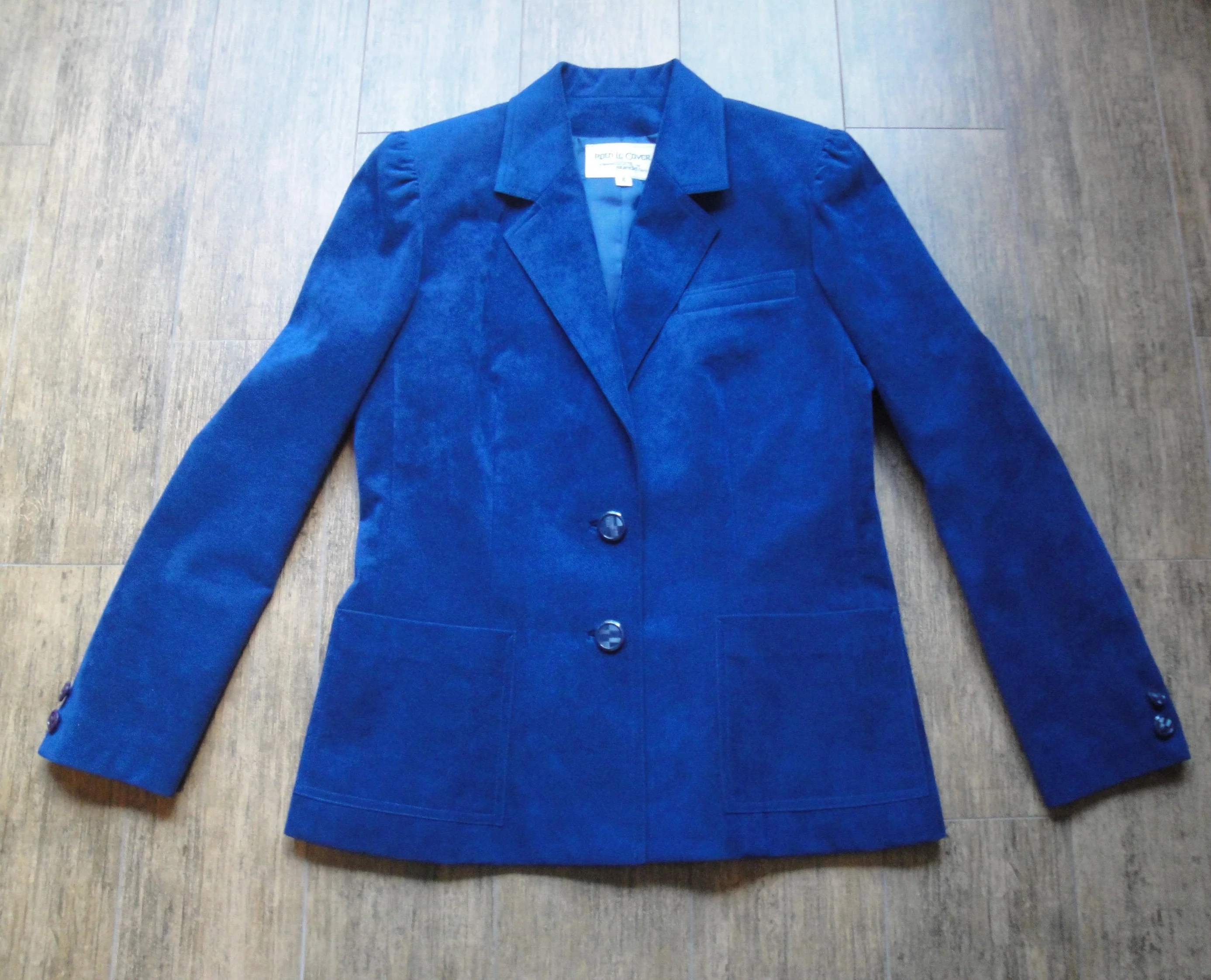 Blazer Skirt Set Roth Lecover Skinner Ultra Suede 70s Blue Slim Skirt Front Button Jacket W Ilgwu Label by Roth Lecover - Image 4