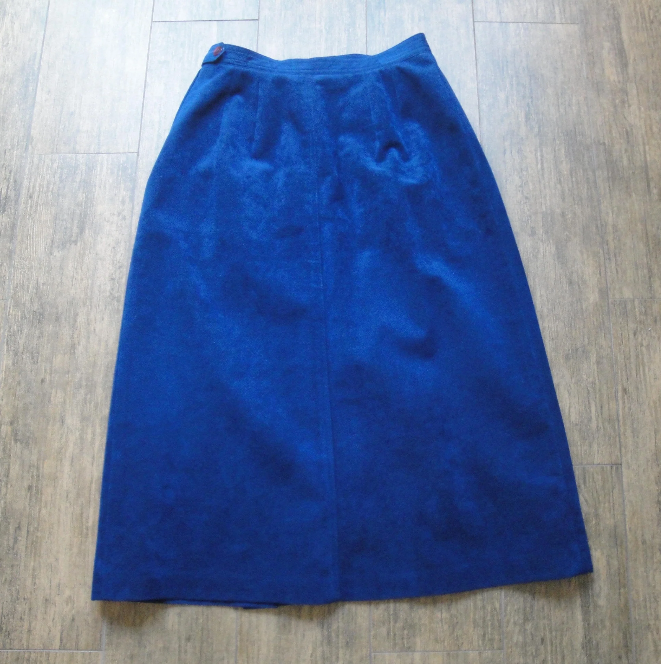 Blazer Skirt Set Roth Lecover Skinner Ultra Suede 70s Blue Slim Skirt Front Button Jacket W Ilgwu Label by Roth Lecover - Image 5