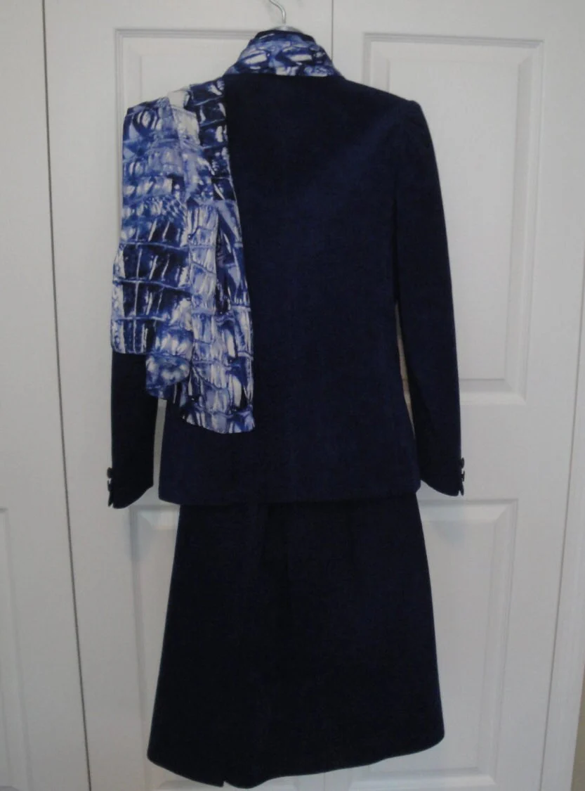Blazer Skirt Set Roth Lecover Skinner Ultra Suede 70s Blue Slim Skirt Front Button Jacket W Ilgwu Label by Roth Lecover - Image 9