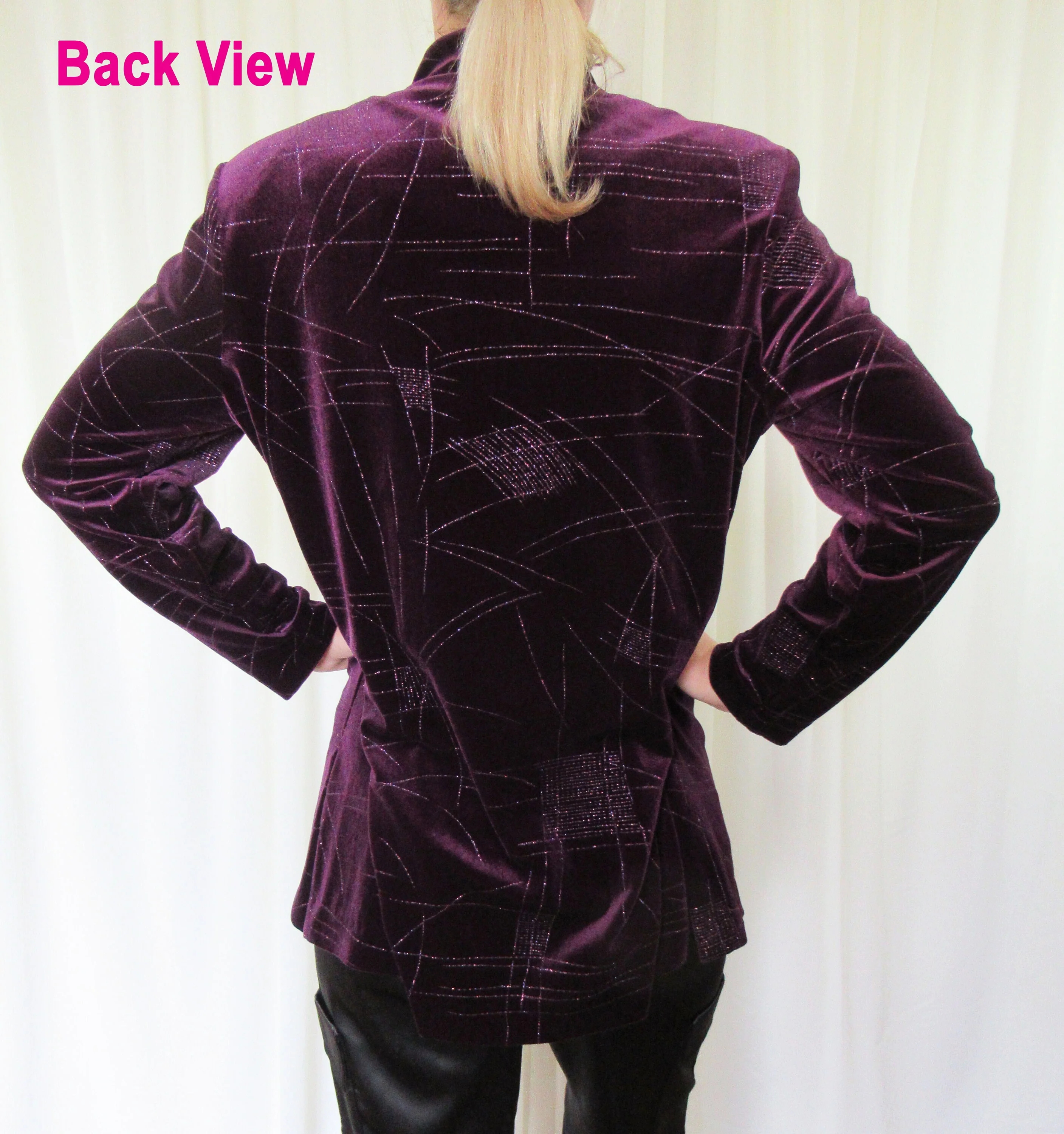 Blazer W Metallic Accents R and M Richards by Karen Kwong Purple Velvet Polyesterspandex Front Metal Hooks by R & M Richards - Image 10