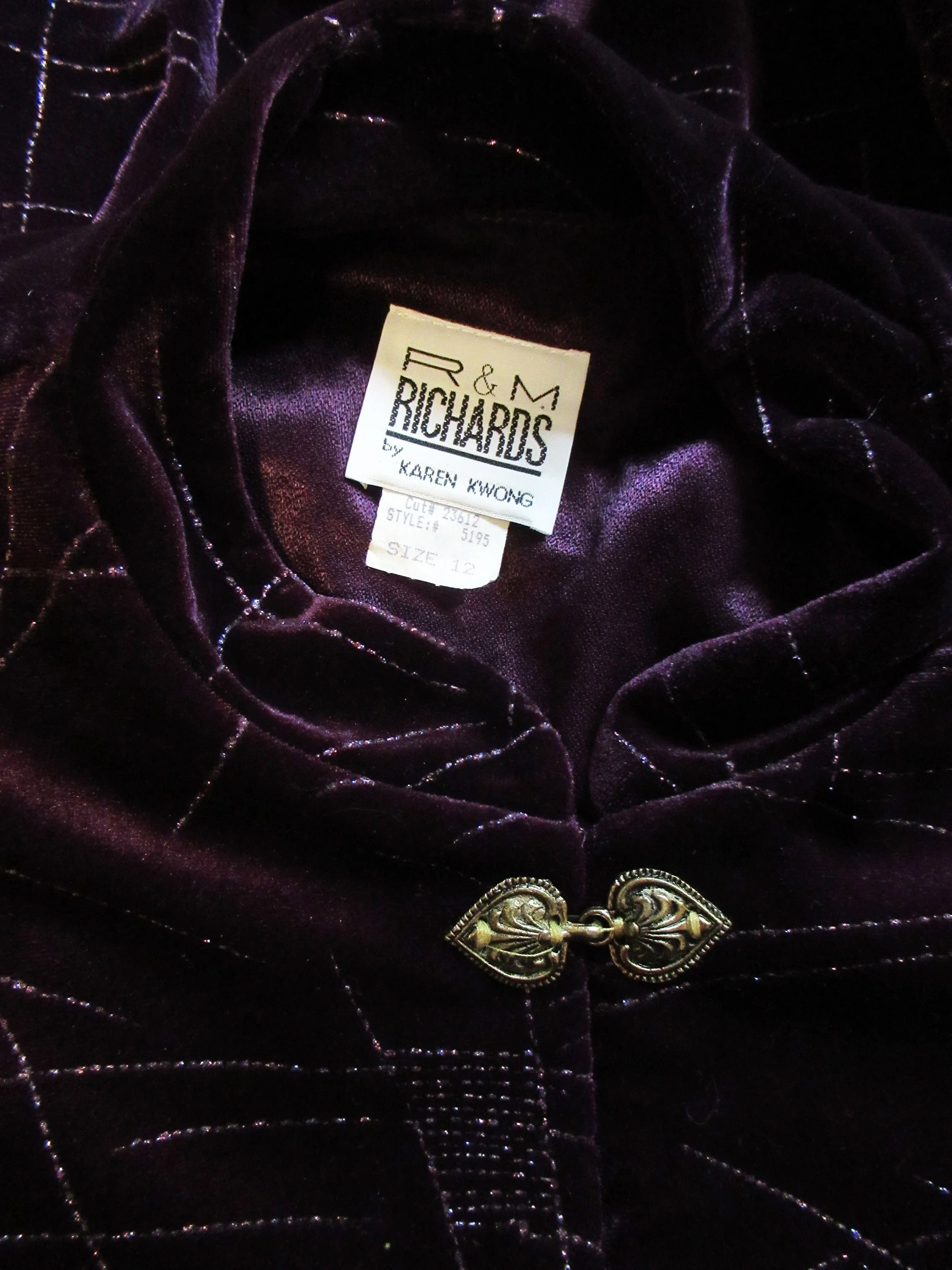 Blazer W Metallic Accents R and M Richards by Karen Kwong Purple Velvet Polyesterspandex Front Metal Hooks by R & M Richards - Image 8