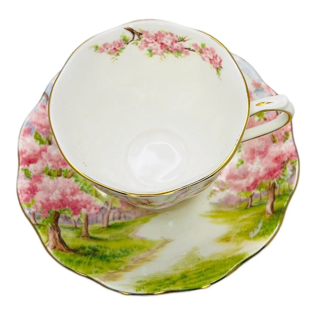 60s Blossom Time Fine Bone China England Teacup and Saucer By Royal Albert LTD - Image 4
