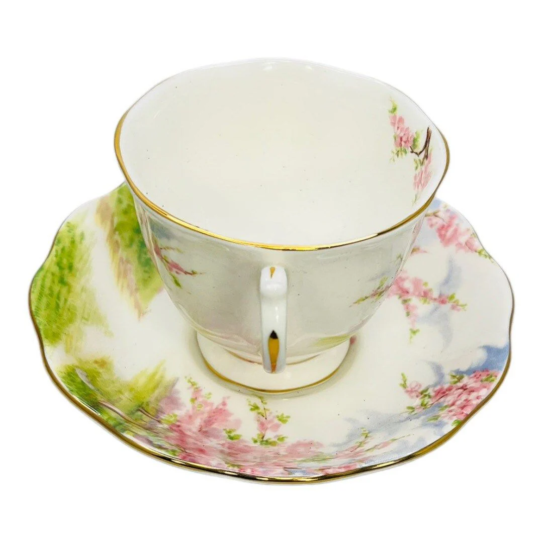 60s Blossom Time Fine Bone China England Teacup and Saucer By Royal Albert LTD - Image 8