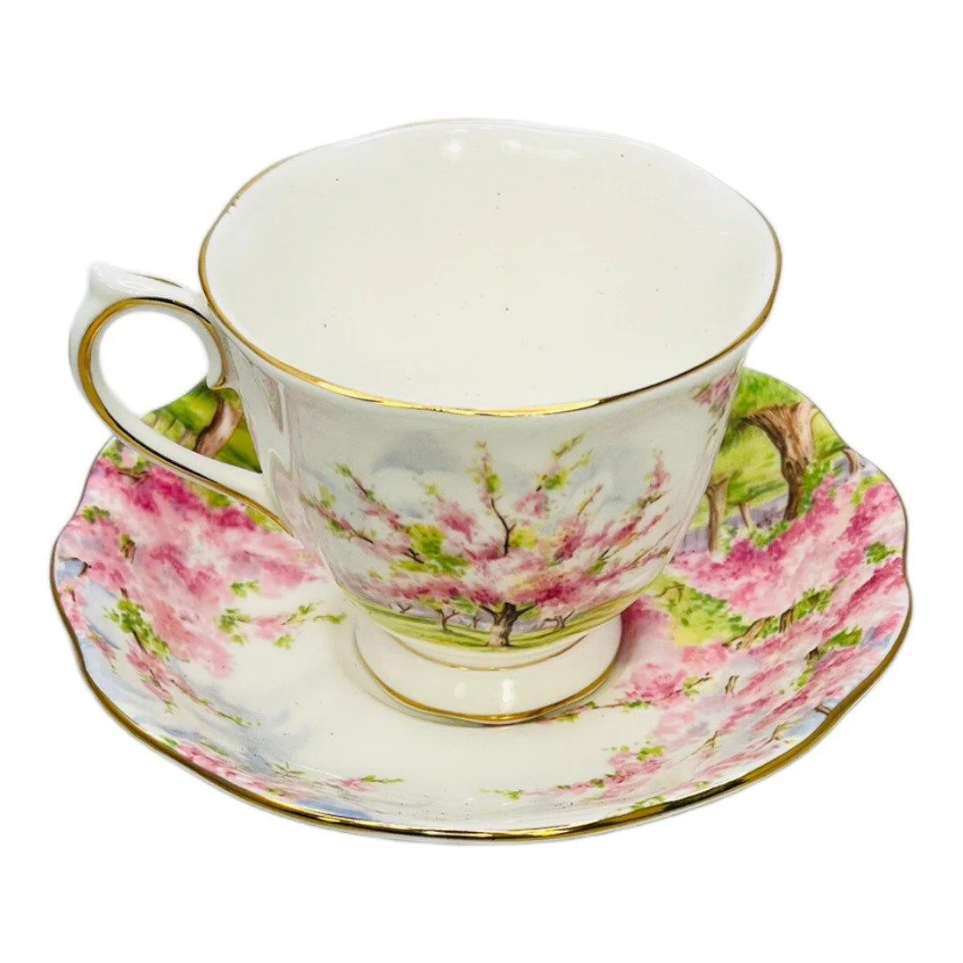 60s Blossom Time Fine Bone China England Teacup and Saucer By Royal Albert LTD - Image 9