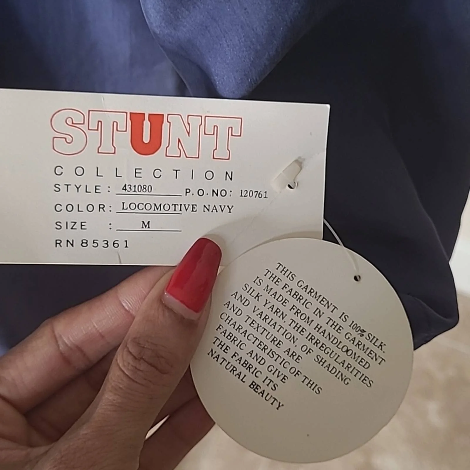 Blue 100% Silk Sheer Long-Sleeved Blouse by Stunt Collections - Image 6