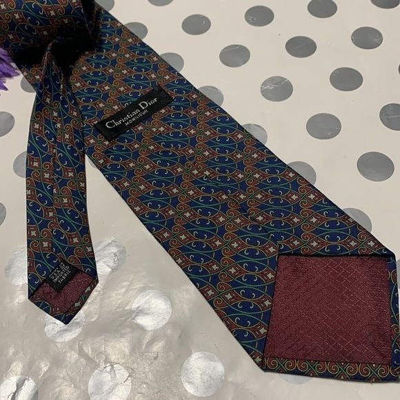 Blue and Red Silk Tie by Christian Dior - Image 4