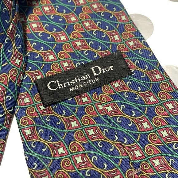 Blue and Red Silk Tie by Christian Dior - Image 5