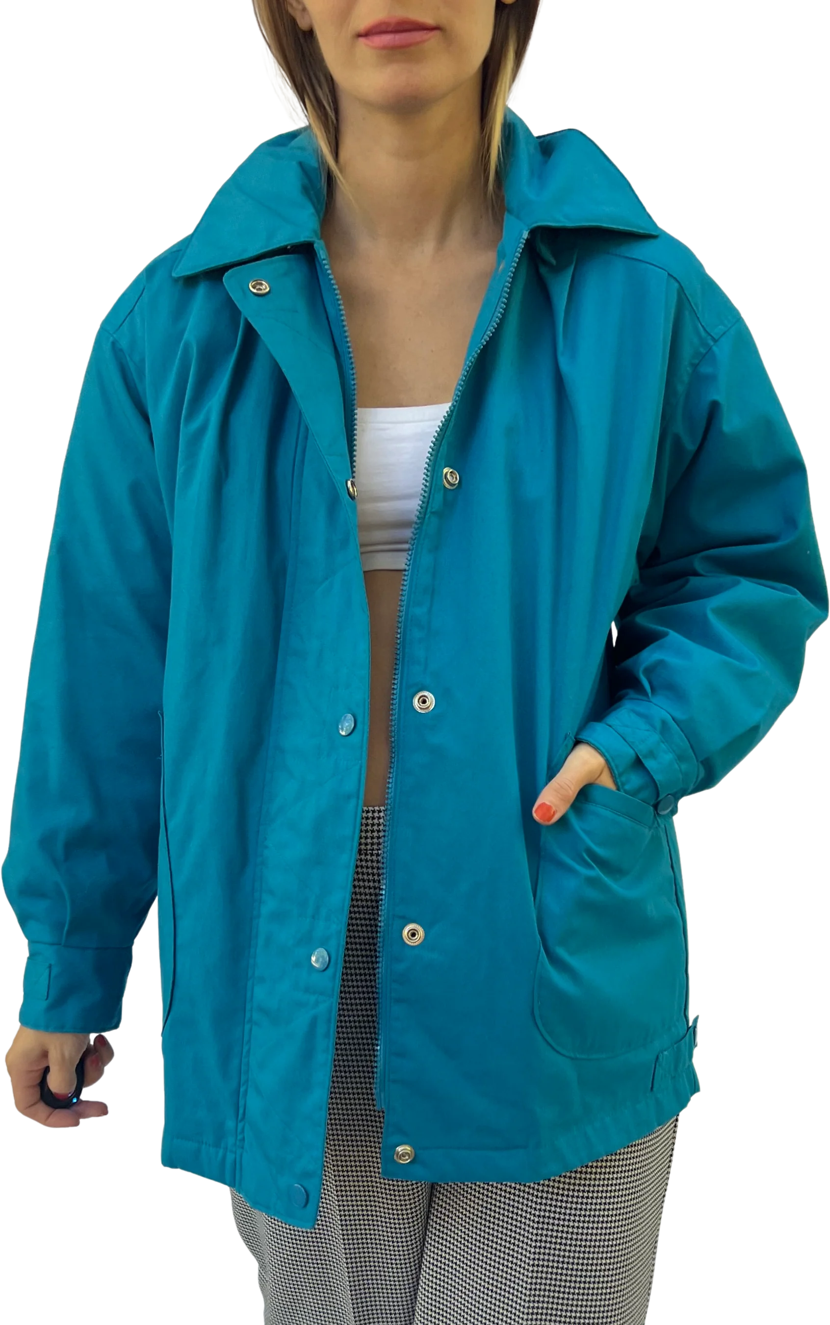 Blue Collar and Hood Outdoors Coat by London Fog