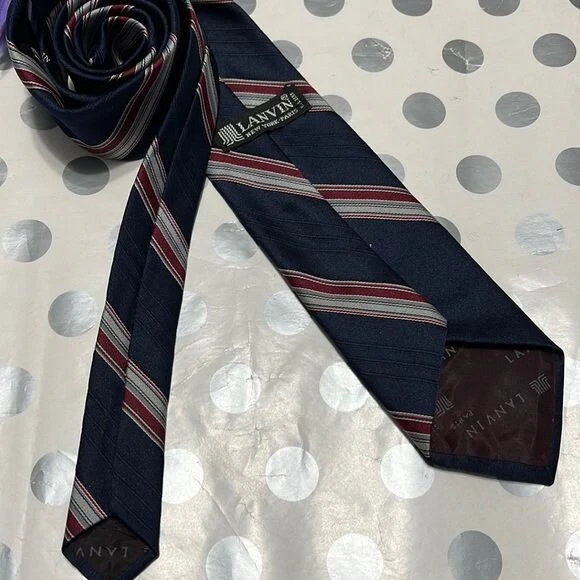Blue Gray Red Tie by Lanvin - Image 3