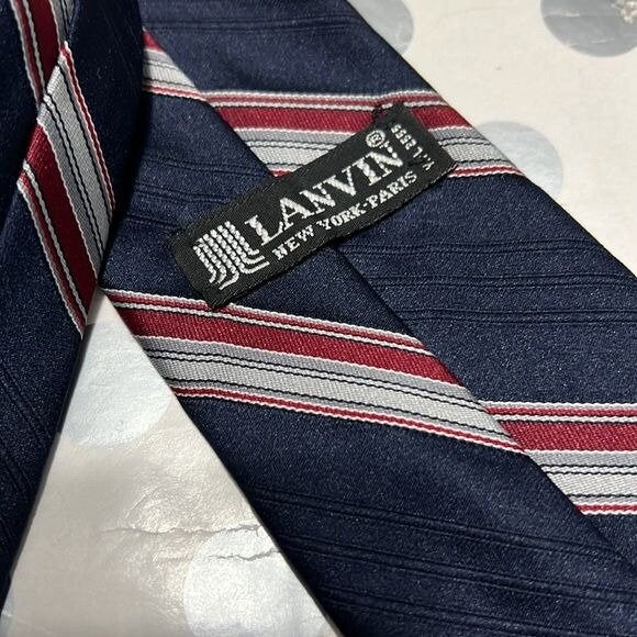 Blue Gray Red Tie by Lanvin - Image 4