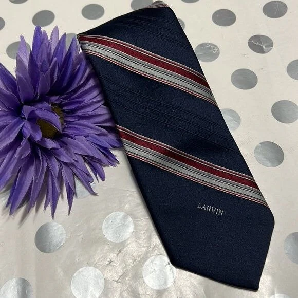 Blue Gray Red Tie by Lanvin - Image 5