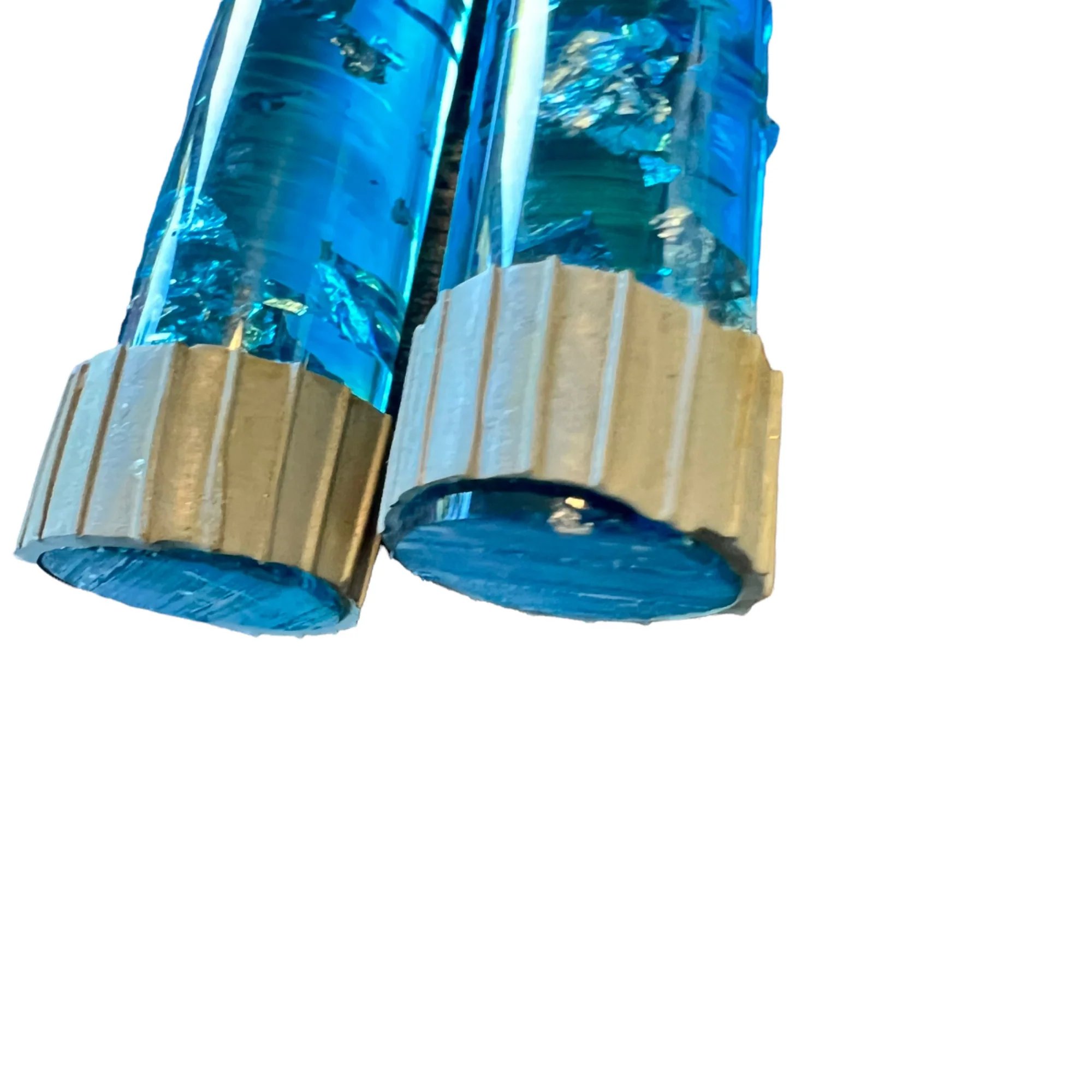 Blue Lucite Acrylic Tapered Candles Silver Flakes - Image 7