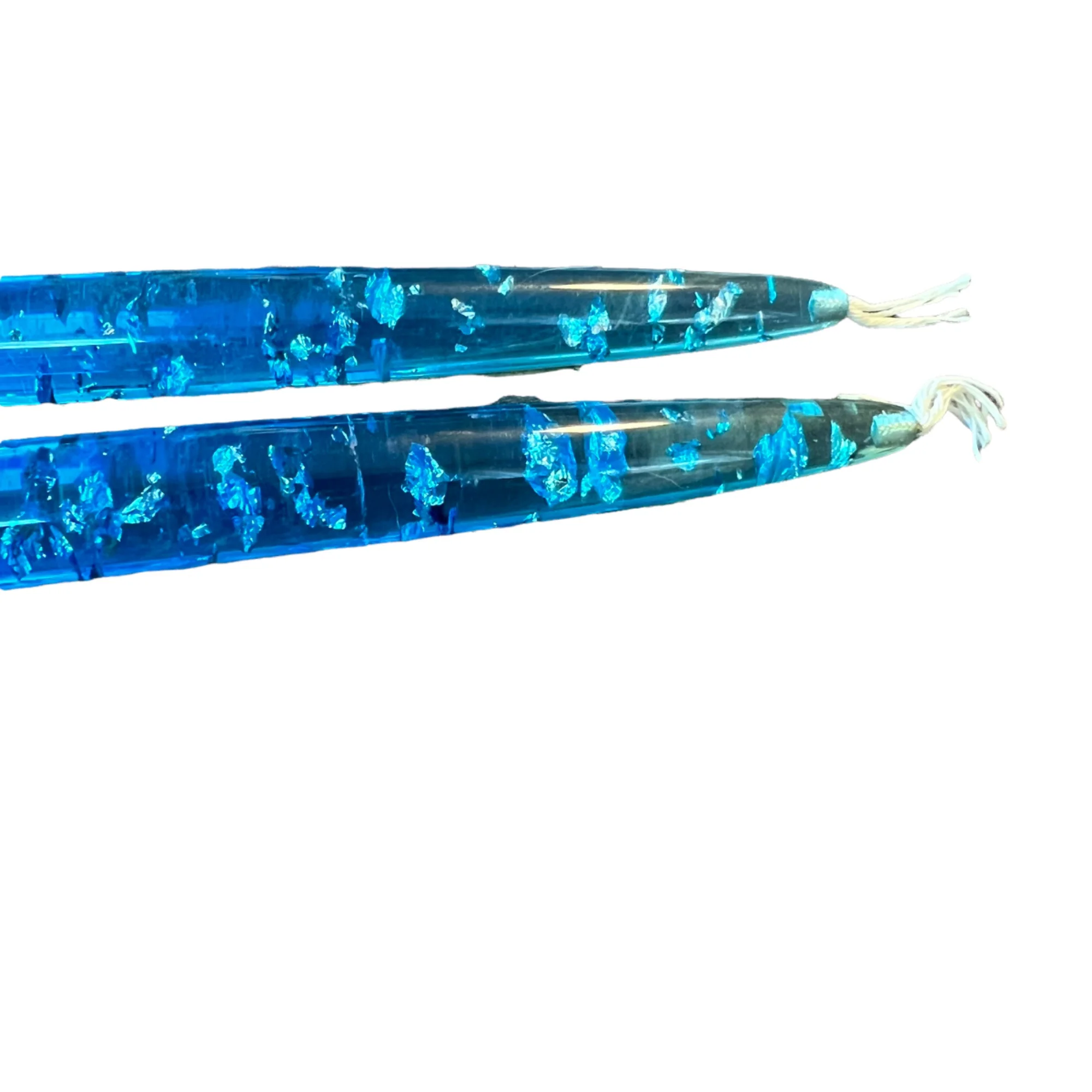 Blue Lucite Acrylic Tapered Candles Silver Flakes - Image 9