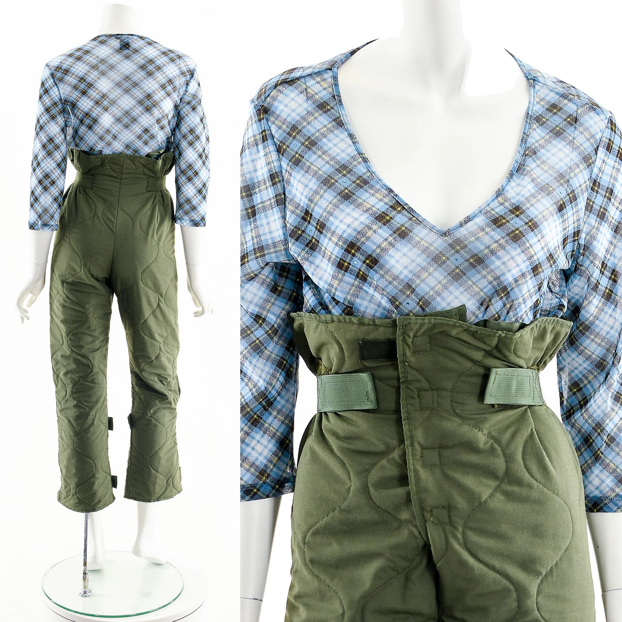 Blue Plaid Sheer Mesh Shirt by The Limited - Image 3