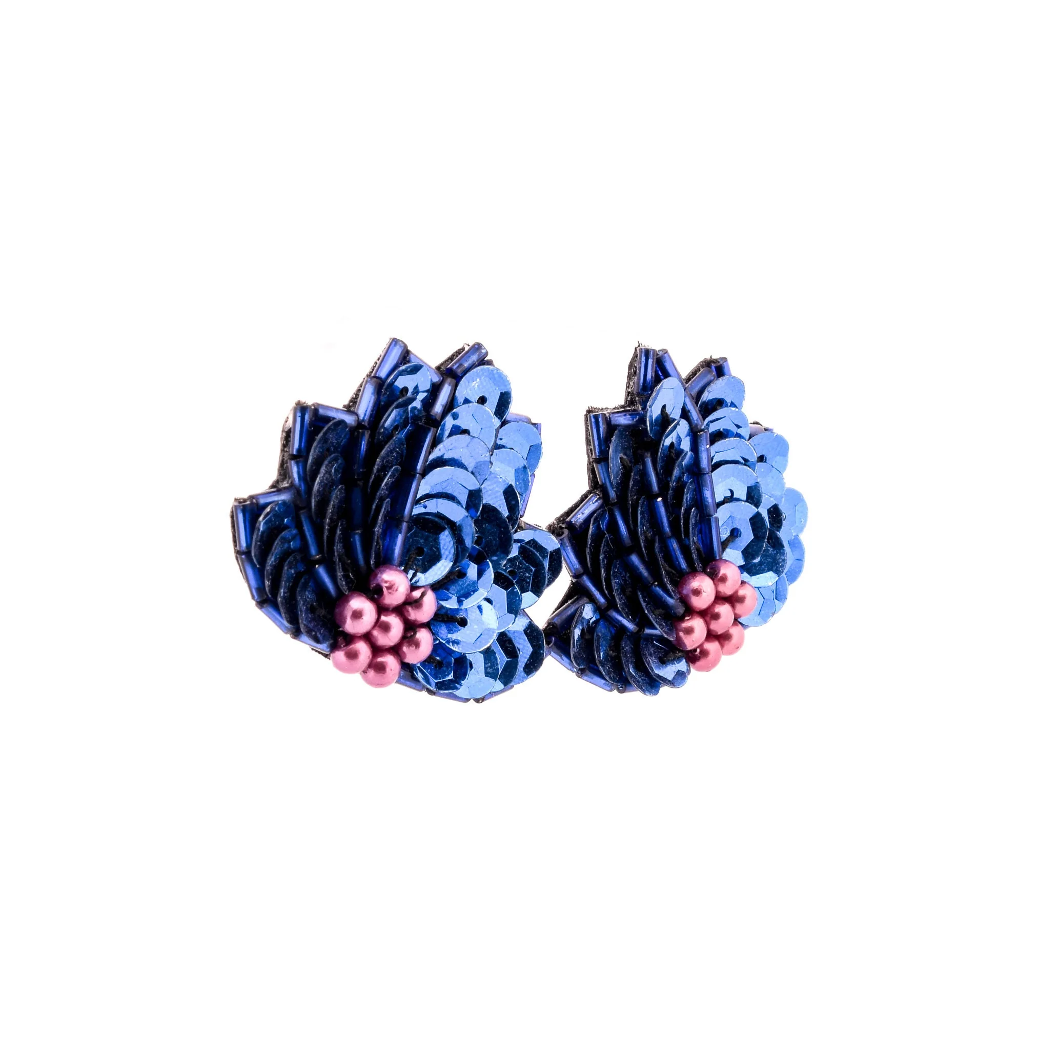 Blue Sequin Peacock Earrings - Image 8