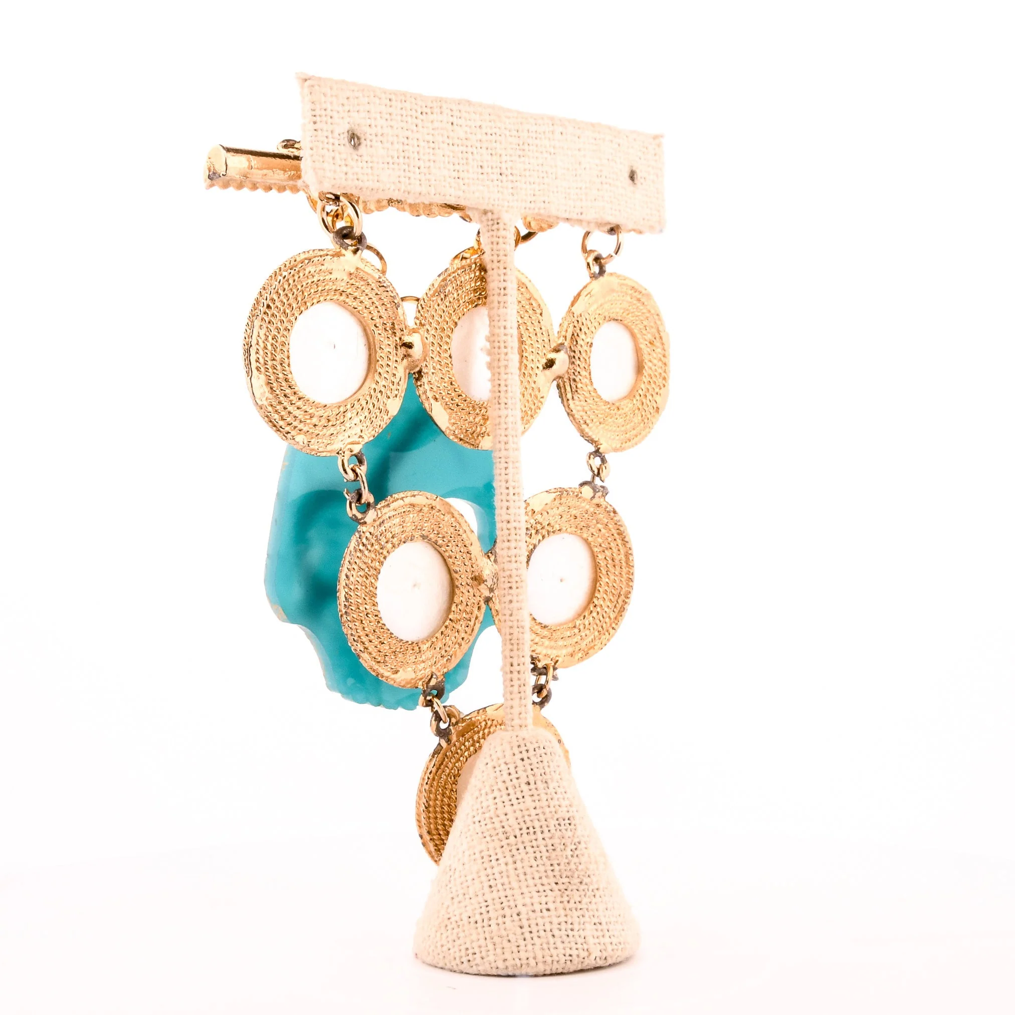 Blue Skeleton Pirate and Pearls Brooch Pin - Image 4