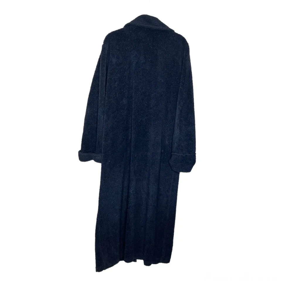 Blue Terry Chenille Housecoat Robe Buttons Pockets By Cafe Au Lait - Image 4