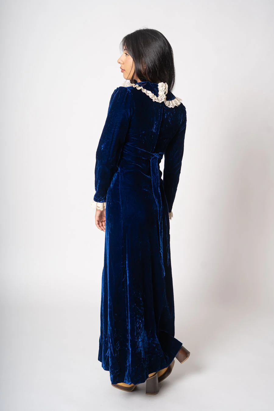 Blue Velvet Empire Maxi Dress - Image 2