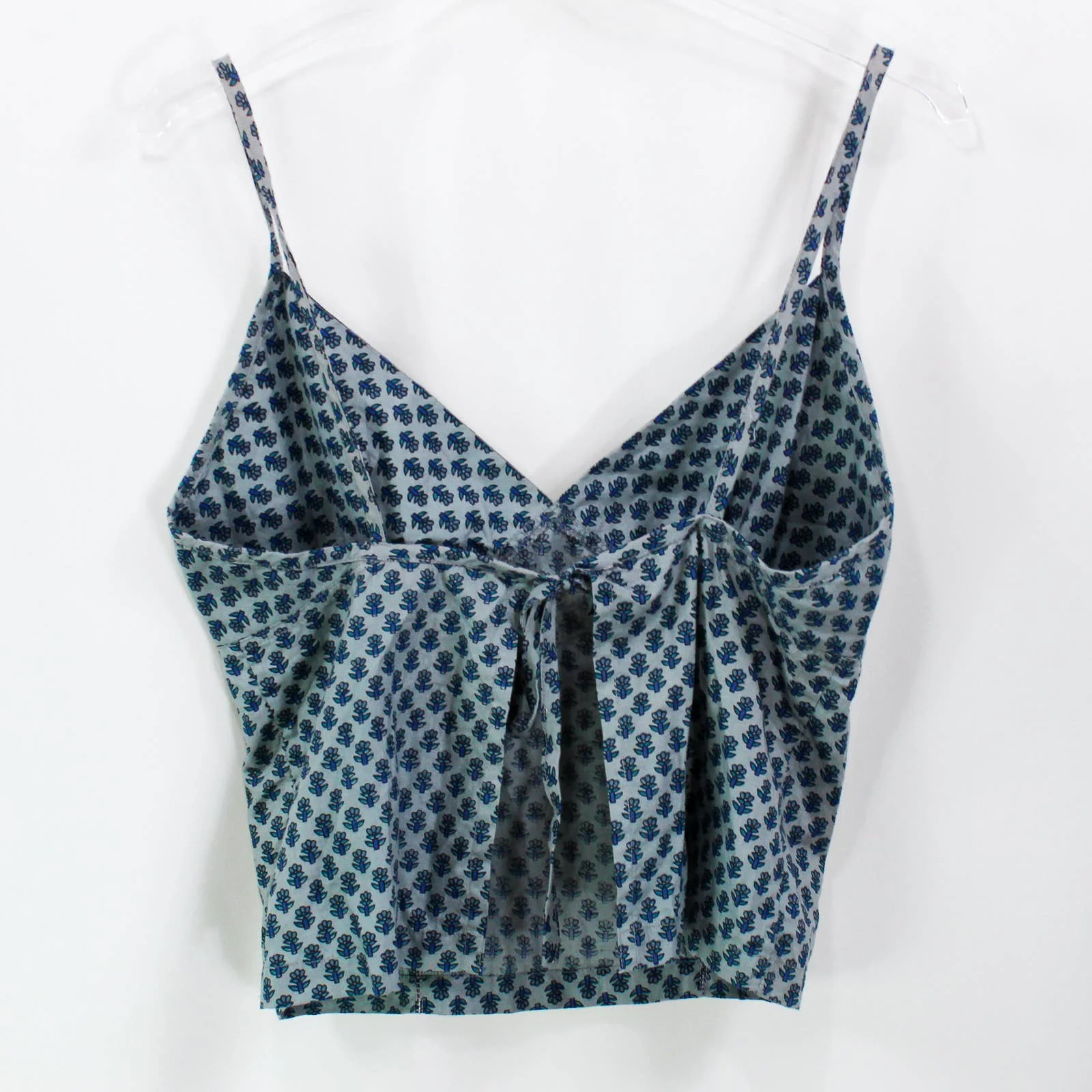 Blue Vintage 90s Cotton V-Neck Tie Back Tank Top by Speed Limit - Image 2