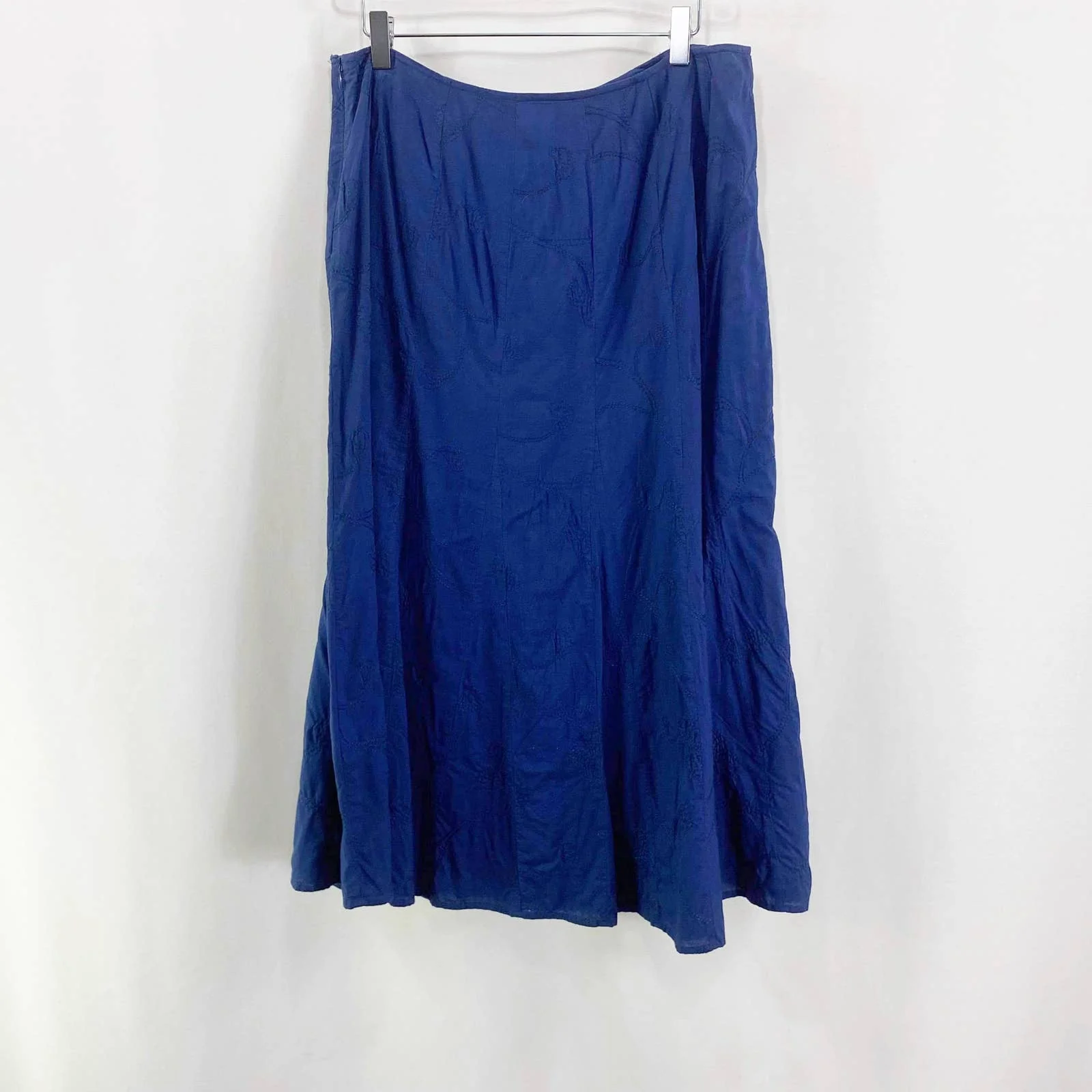 Blue Vintage Cotton Midi Tea Length A-Line Skirt by Talbots - Image 2