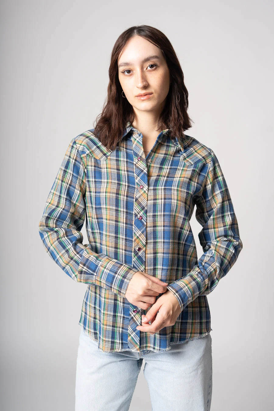 Blue Western Pearl Snap by Wrangler - Image 7