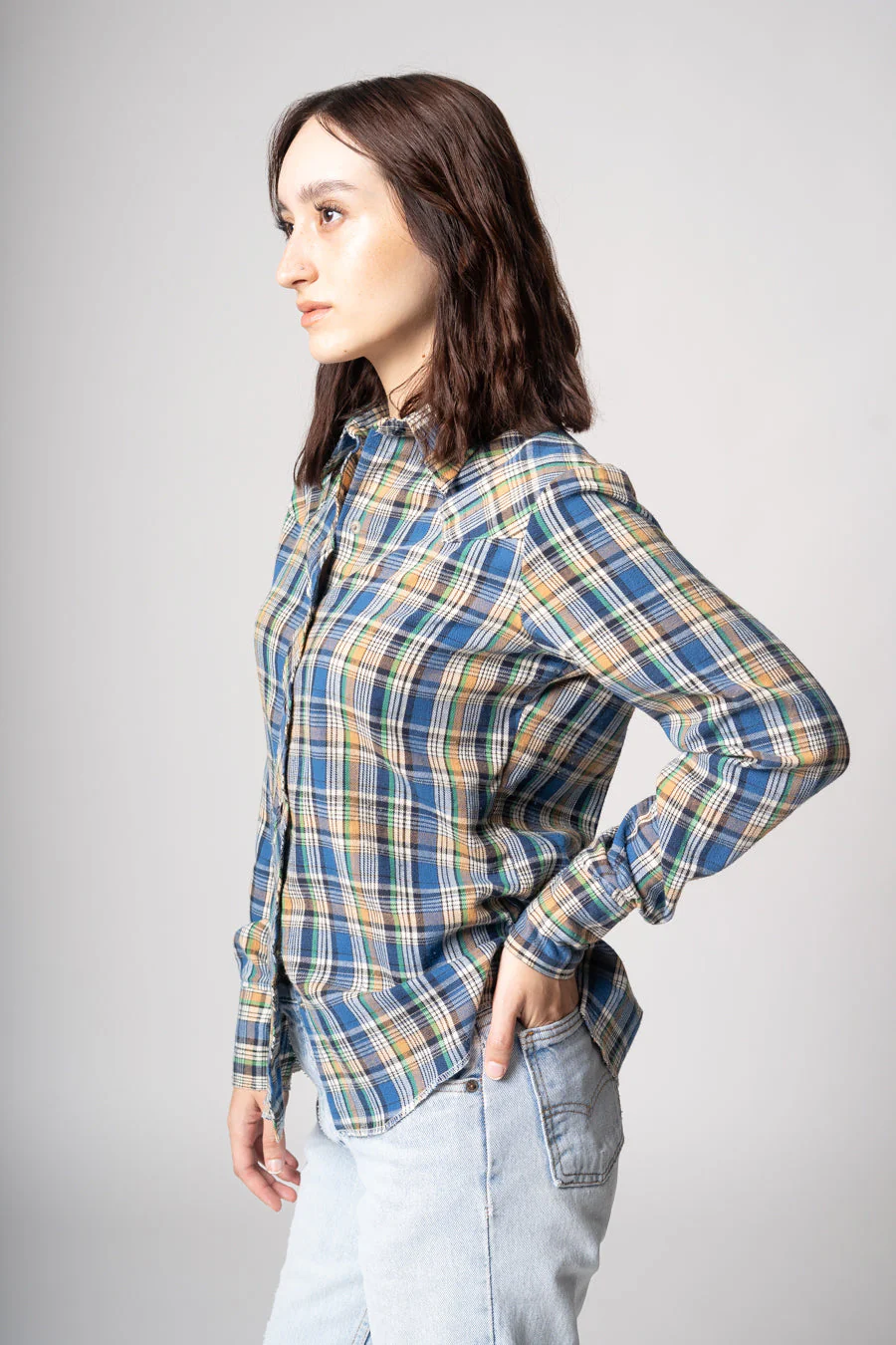Blue Western Pearl Snap by Wrangler - Image 9