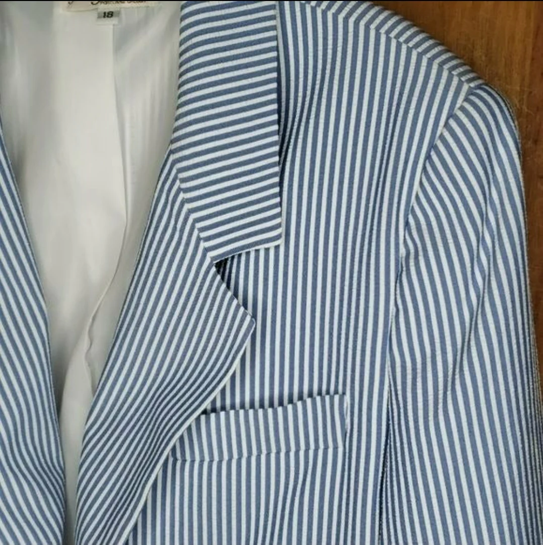 Blue White Seersucker Blazer By Norm Thompson - Image 6
